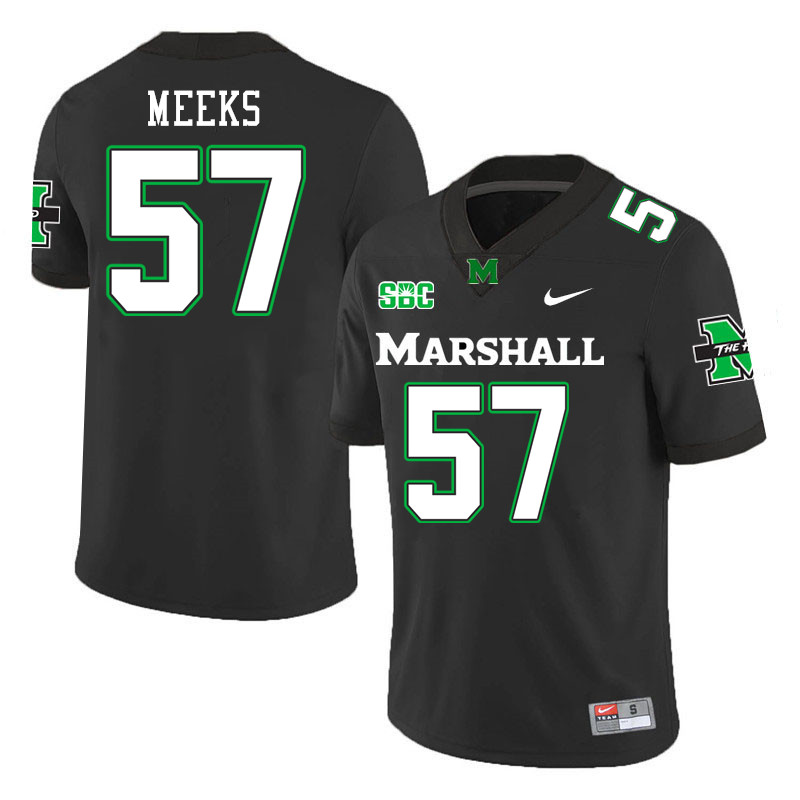 Men #57 Eric Meeks Marshall Thundering Herd SBC Conference College Football Jerseys Stitched-Black